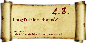 Langfelder Bennó névjegykártya